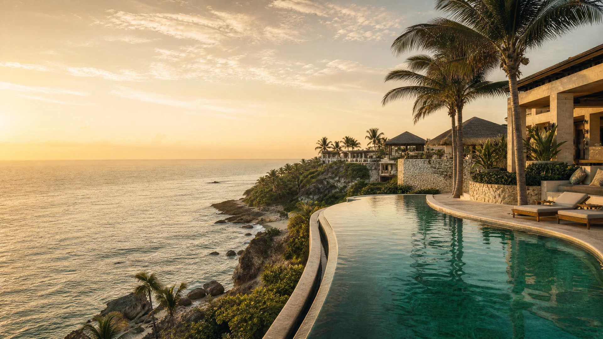 Turquoise water and a luxury all-inclusive resort coastline